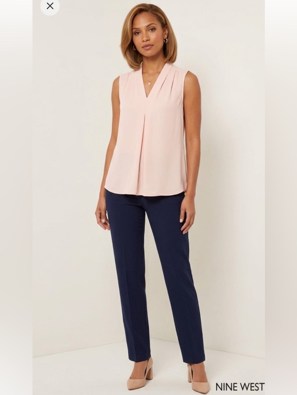 NWT Nine West Womens Pleat Front Pullover Blouse Size Xs